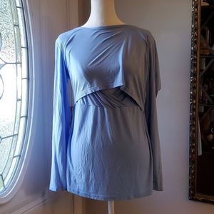 Small show light blue nursing top, M, long sleeve